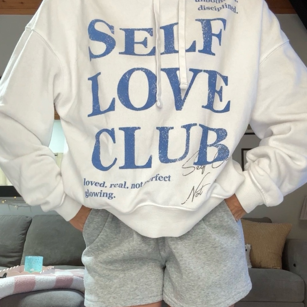Grayson Threads White and Blue Self Love Club Sweater